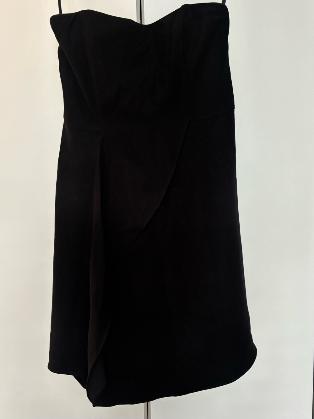 White House Black Market Black Strapless Wrap-Front Dress